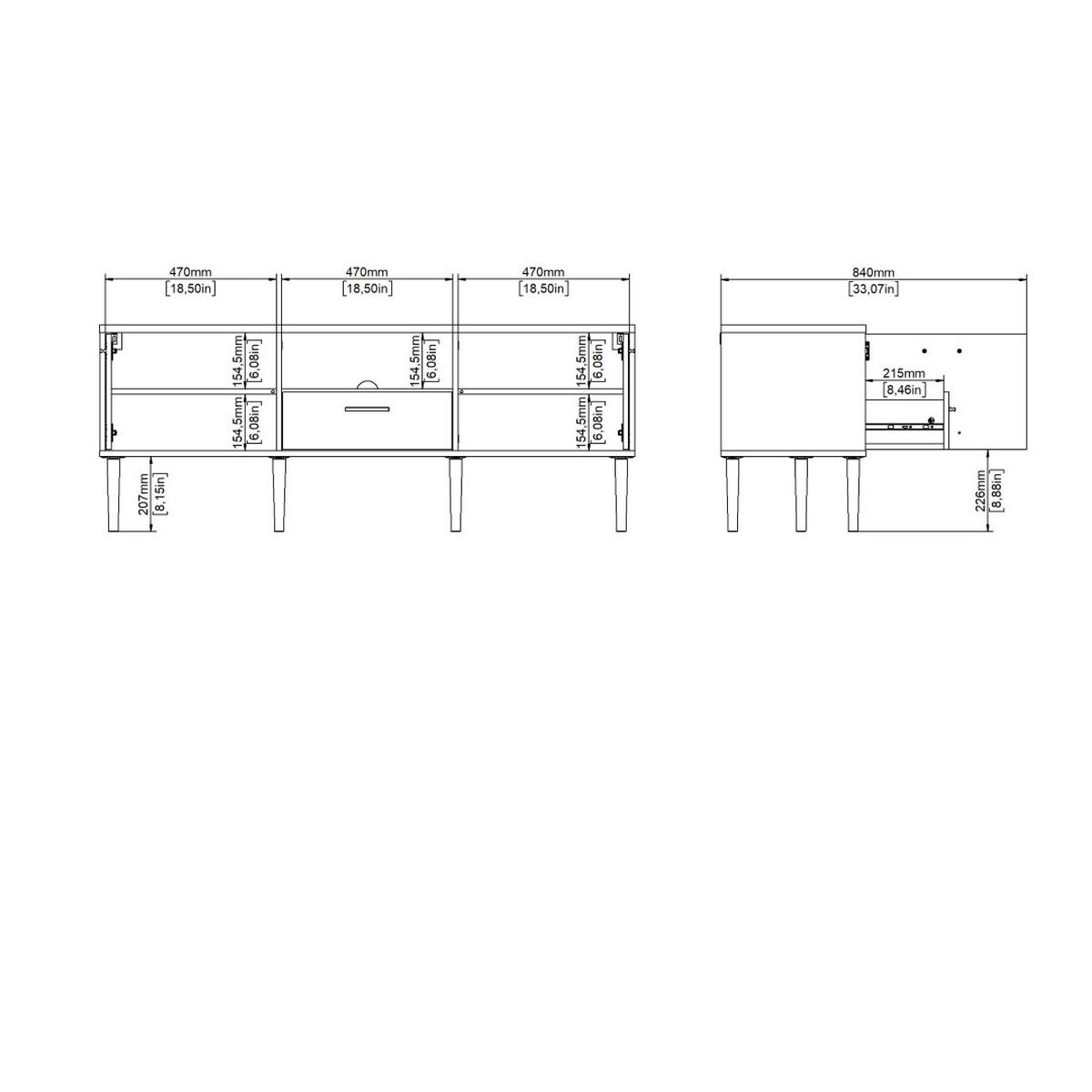 TV-MÖBEL, Media, Nussbaum, Holzwerkstoff / Metall, 148 x 40 x 57 cm - Nussbaumfarben, Holzwerkstoff/Metall (148/57/40cm) - ebuy24