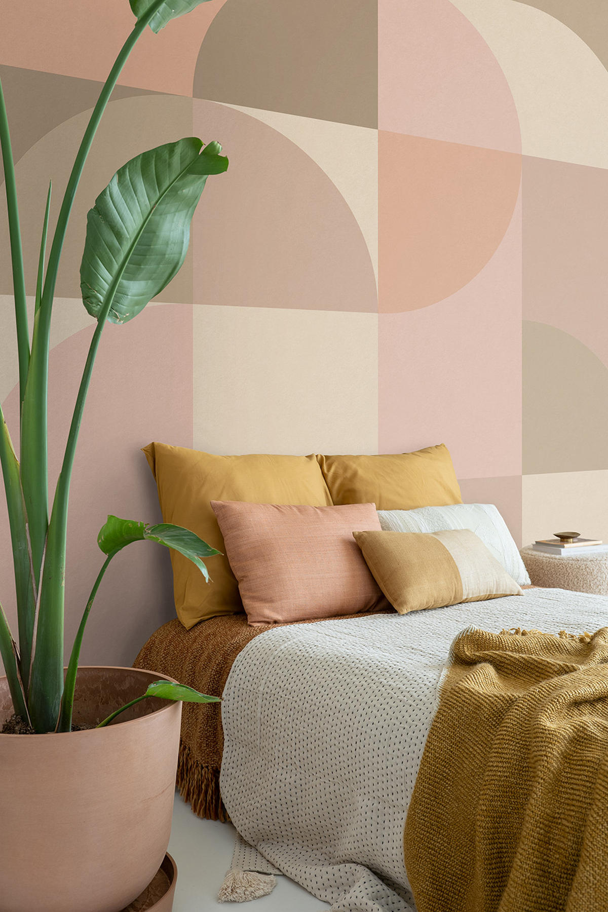 FOTOTAPETE Kreise im Bauhaus-Stil 250 x 279 cm - Pink, Papier (250/279cm) - ESTAhome