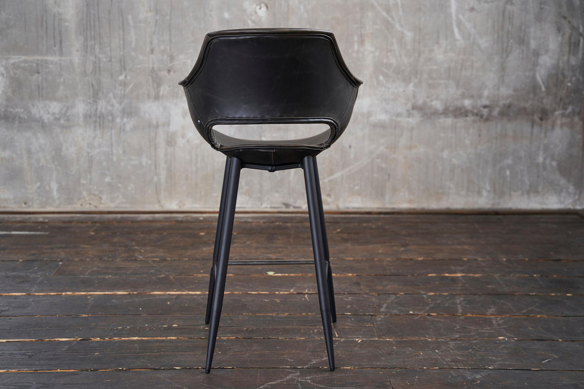 BARHOCKER ZAJA Schwarz Kunstleder - Schwarz, Leder (57/114/59cm) - KAWOLA