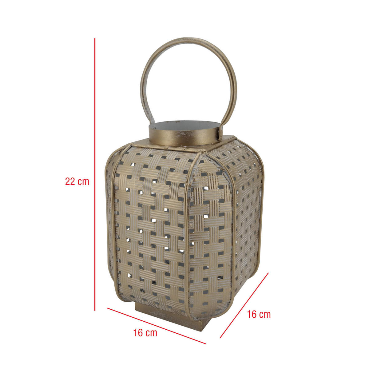 DEKORATIVE LATERNE Goldfarben 16/16/22 cm - Goldfarben, Metall (16/22/16cm) - Mobili Rebecca