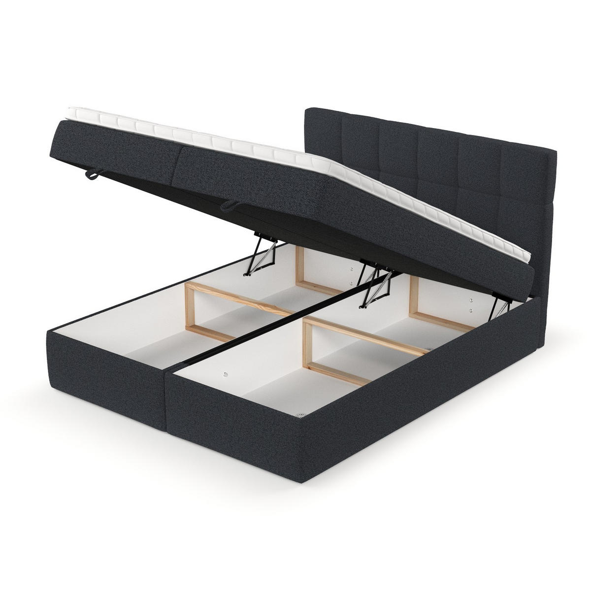 BOXBETT Savio 160/200 cm Anthrazit im Riva Stoff - Anthrazit/Schwarz, Holz/Holzwerkstoff (160/200cm) - AltaBeds