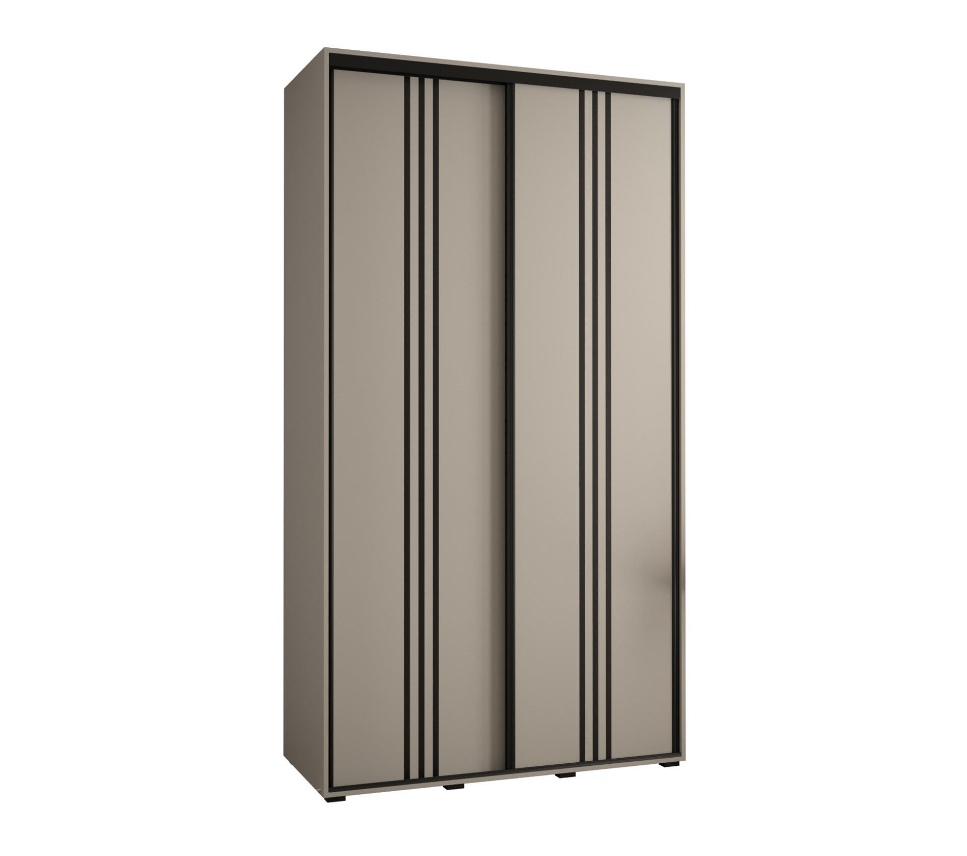 SCHWEBETÜRENSCHRANK 235,2/140/60 2-türig - Kaschmir/Schwarz, Holz/Metall (140/235.2/60cm) - MÖBEL KRYSPOL