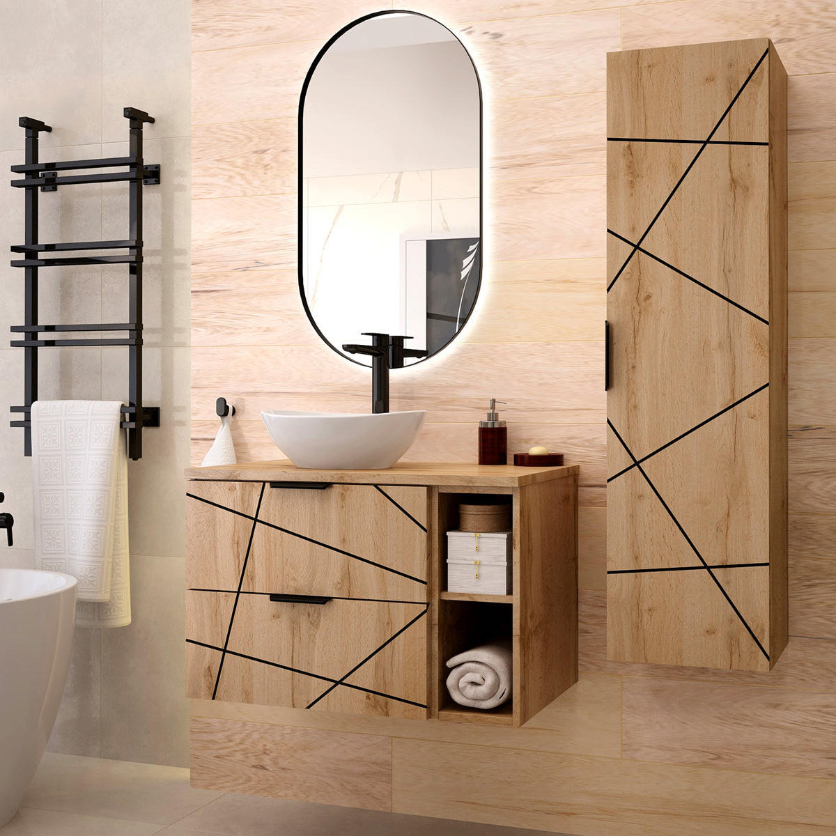 SKŘÍŇKA POD UMYVADLO 80.6cm Teren Dřevo - hnědá, kompozitní dřevo (80.6/52.2/46.5cm) - Petits-meubles