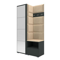 GARDEROBEN-SET Nela I mit Spiegel 100/187/40 - Beige/Silberfarben, Holzwerkstoff/Kunststoff (100/187/40cm)