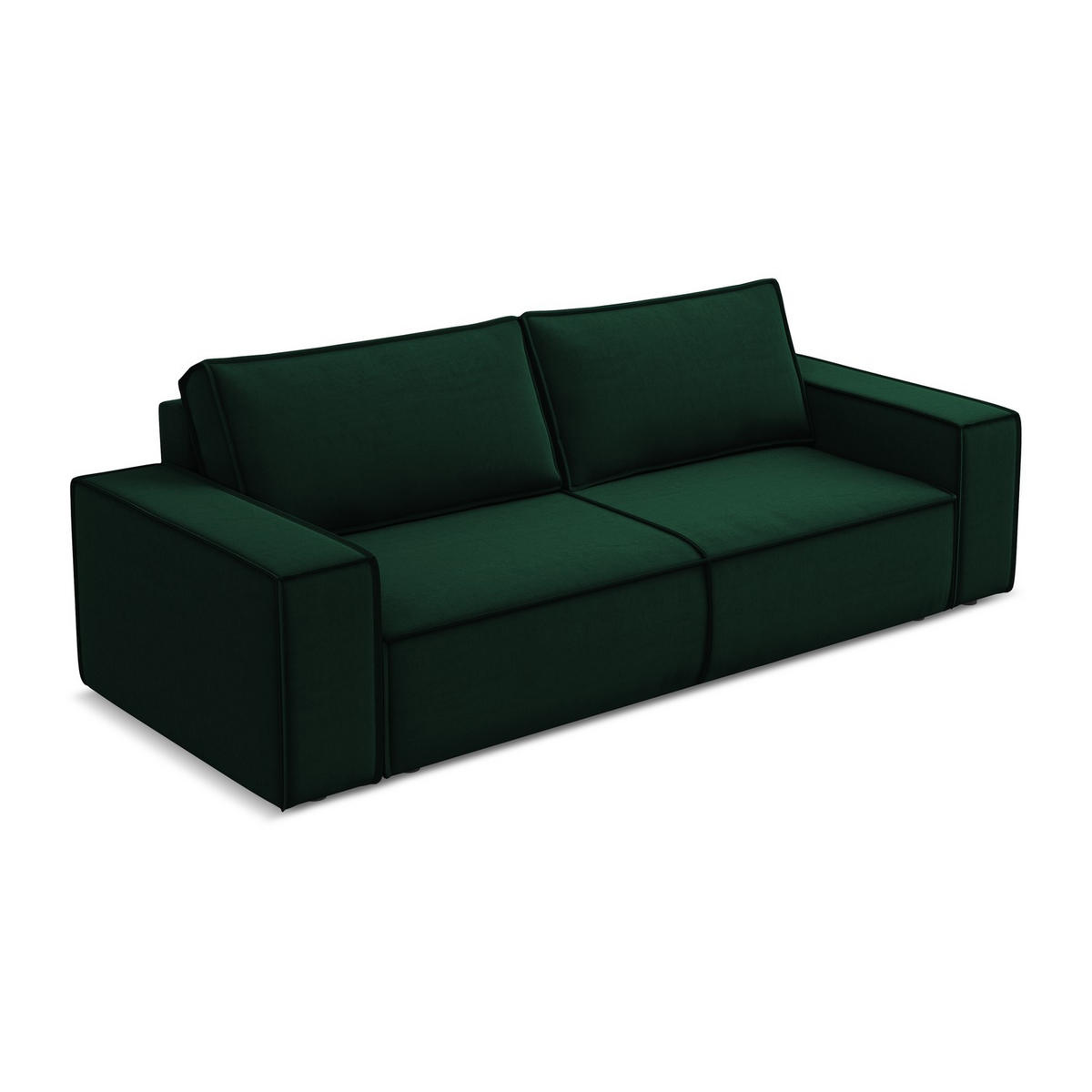 3-SITZER SOFA mit Schlaffunktion Samt Stoff Grün - Dunkelgrün/Schwarz, Kunststoff/Textil (255/85/105cm) - LaMiaSofa
