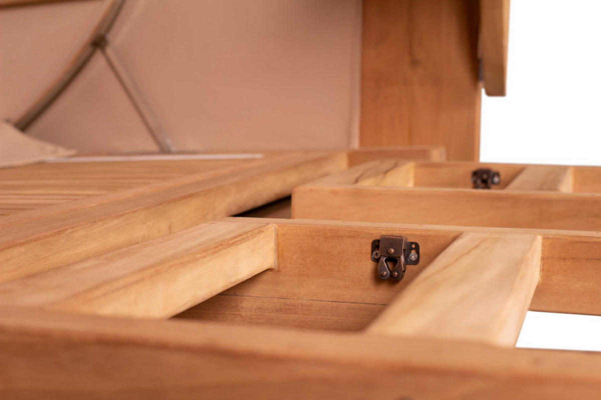 STRANDKORB XXL Düne Grande Teak PE Grey - Beige/Braun, Metall (170/170/95cm) - Mr. Deko