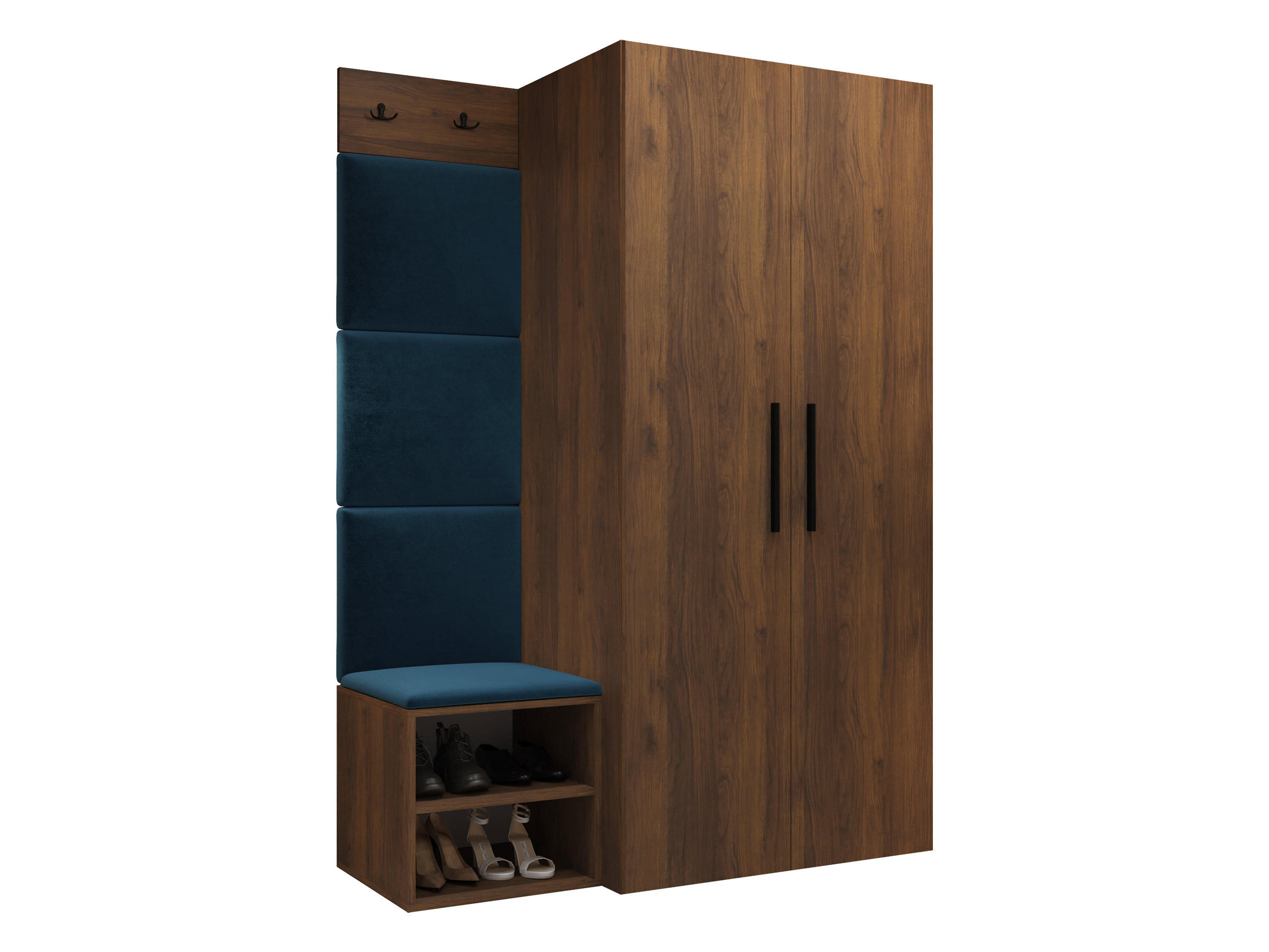 GARDEROBEN-SET Medi IV - Blau/Nussbaumfarben, Holzwerkstoff/Kunststoff (80/191/50cm) - MIRJAN24