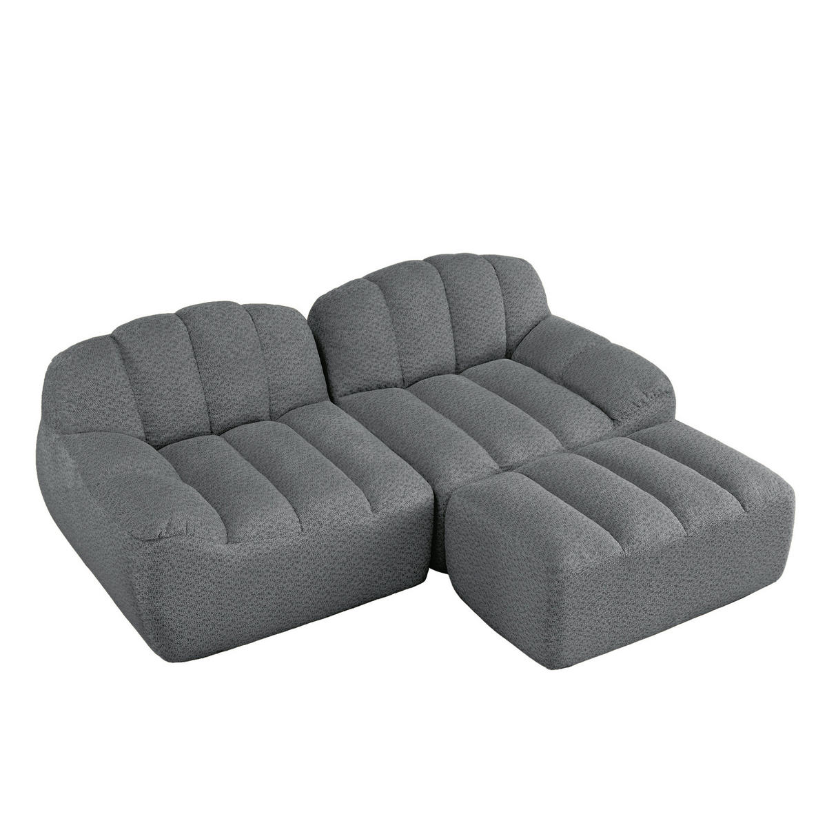 ECKSOFA 210/165/79 cm grau aus Granular Fleece ohne Montage - Grau, Textil (165/210cm) - OKWISH