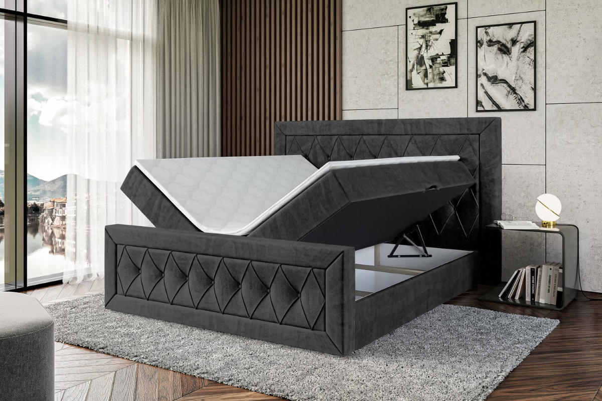 BOXBETT NOEL-Z - 140 x 200 - H4 - Schwarz - Schwarz, Holzwerkstoff (140/200cm) - ALTDECOR
