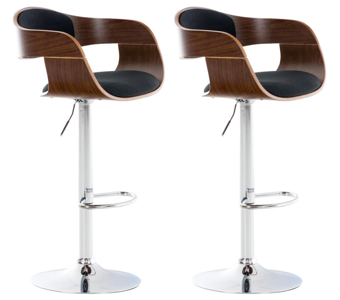 BARHOCKER 2er Set Stoff walnuss/schwarz - Chromfarben/Walnussfarben, Textil/Metall (50/88/48cm) - CLP