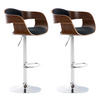 BARHOCKER 2er Set Stoff walnuss/schwarz - Chromfarben/Walnussfarben, Textil/Metall (50/88/48cm) - CLP