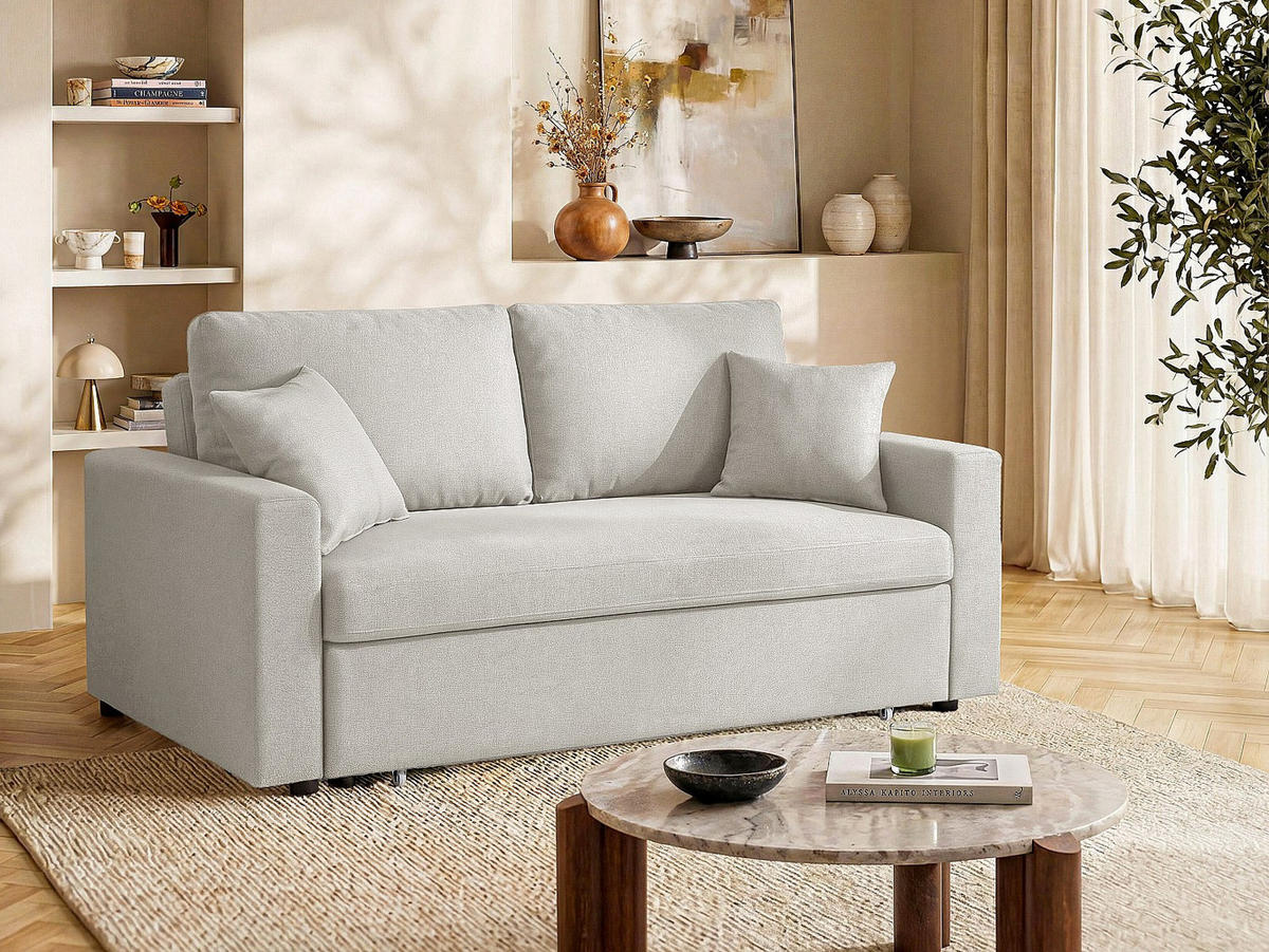 SCHLAFSOFA 3-Sitzer - Stoff - Beige - INIZOR - Beige, Textil (168/85/101cm) - Vente-Unique