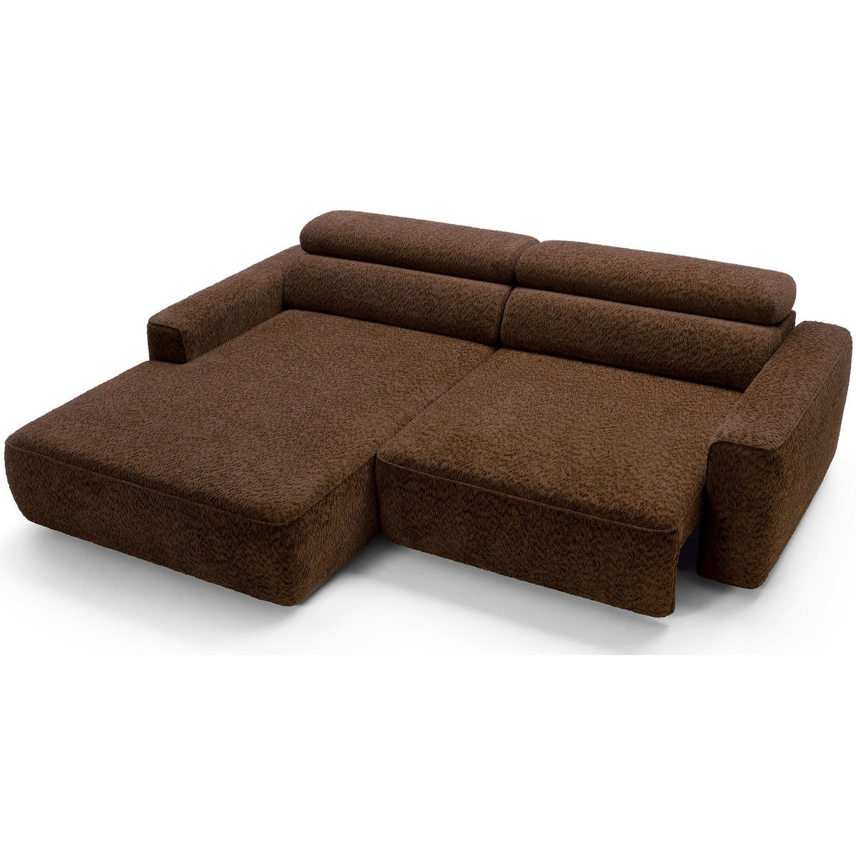 ROHOVÁ pohovka Fando s elektricky výsuvným sedákem, hnědý ženil, levá - černá/hnědá, textil/plast (252/182cm) - Selsey