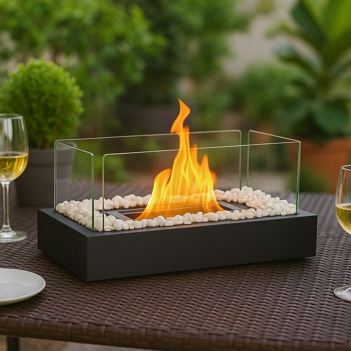 TISCHKAMIN Pyrothea 35/18/15 cm - Schwarz, Metall (18/15/35cm) - ZMH