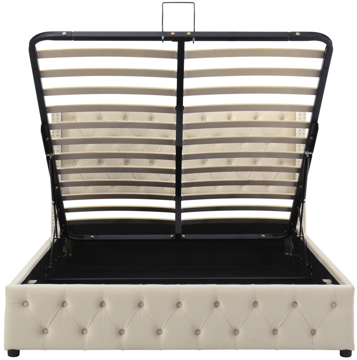 SAMT-POLSTERBETT 140/200 cm mit Bettkasten und gepolstertem Kopfteil in Beige - Beige, Textil (140/200cm) - BEAOK