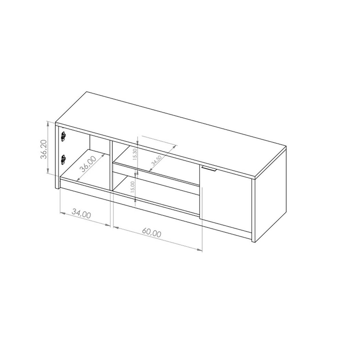 LOWBOARD Devon mit 2 Schubladen, Eiche monastery - Eichefarben/Schwarz, Holzwerkstoff/Metall (135/46/40cm) - Beautysofa