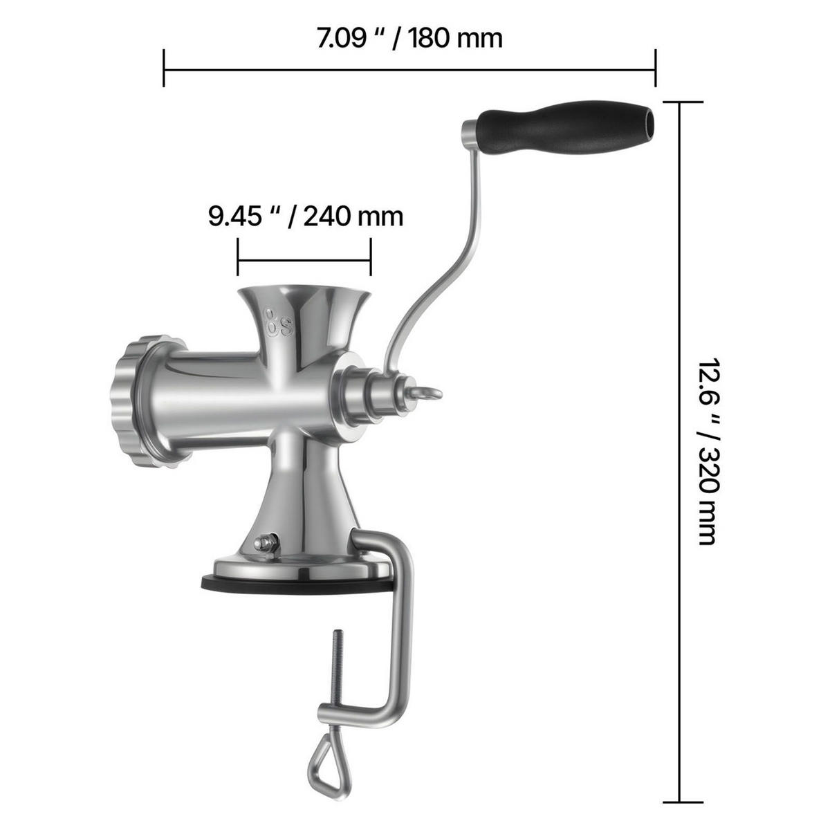 FLEISCHWOLF Manueller aus 304 Edelstahl , Silberfarben, Für Die Küche - Silberfarben, Metall (29.61/16.4/52.5cm) - Rolipo