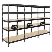 SCHWERLASTREGAL Rivet 3er-Set mit 3x 180x90x60 cm Fachlast 250 kg Schwarz - Schwarz, Metall (270/180/60cm) - PROREGAL