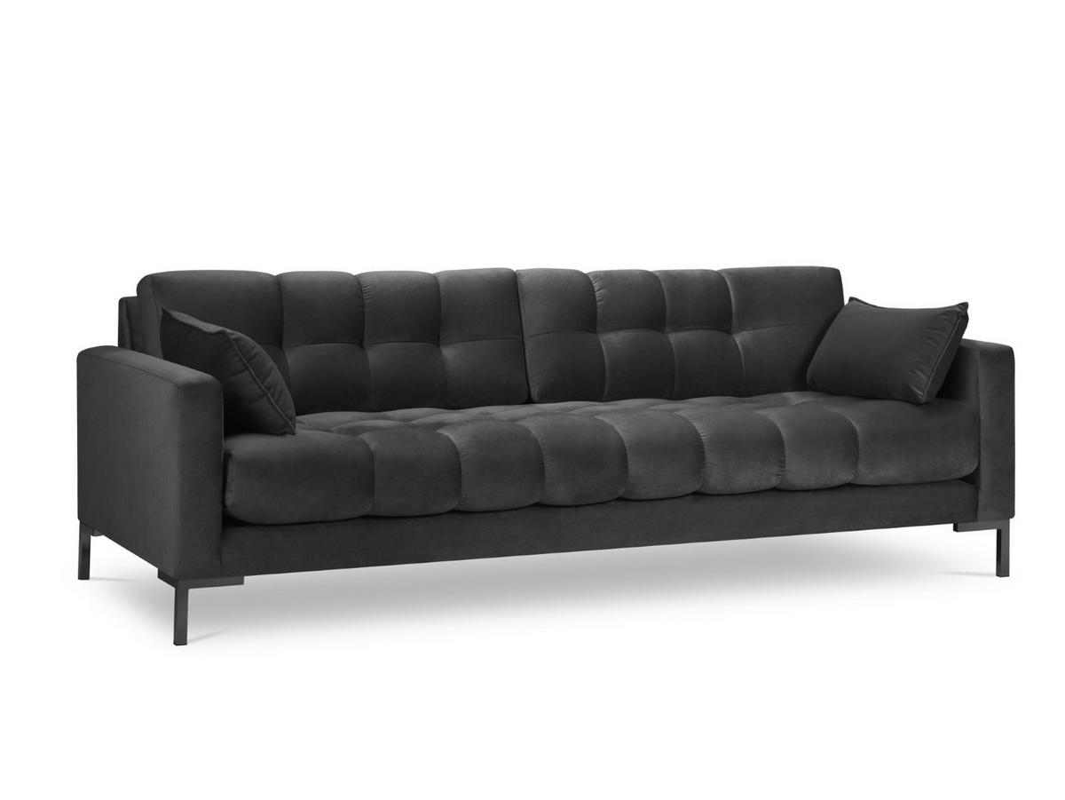 SOFA Mamaia aus Samt dunkelgrau 4 Sitzplätze - Dunkelgrau, Textil (92/75/217cm) - Micadoni