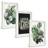BILDER SET 3er Set - 20x30 cm Weißer Rahmen - Tropische Pflanzen, Pflanzenliebhaberin - Weiß, Kunststoff (20/30cm) - TULUP
