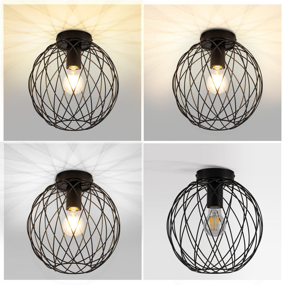 DECKENLEUCHTE Mancera 25/25/26.5 cm - Schwarz, Metall (25/25/26.5cm) - Nettlife