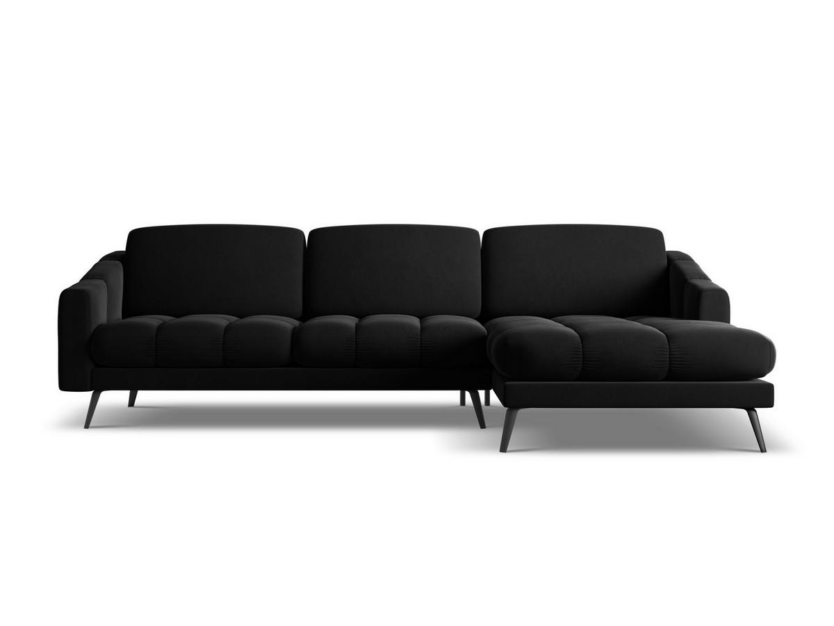 ECKSOFA Rechts Samt Stoff Schwarz - Schwarz, Textil/Metall (264/160cm) - Makamii