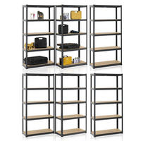 LAGERREGAL Basic grau 180x90x40 cm (6er-Set) - Grau, Metall (90/180/40cm) - Juskys