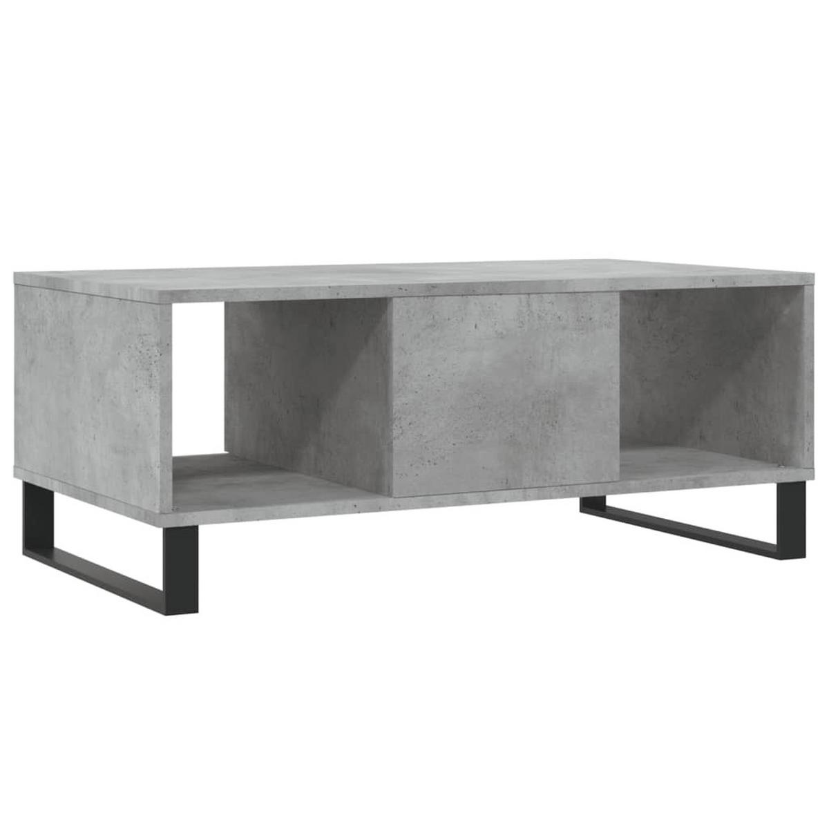 COUCHTISCH 90/50/36,5 cm aus Holzwerkstoff Betongrau mit 1 Schublade, 2 offenes Staufach - Hellgrau, Holz (50/90/36.5cm) - vidaXL