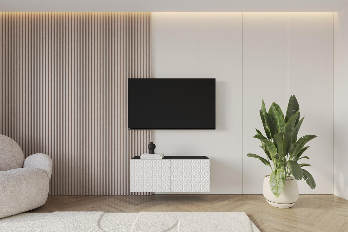 LOWBOARD VIRA-W 100x40x41 cm - Schwarz / Weiß - Weiß, Holzwerkstoff (100/40/41cm) - ALTDECOR