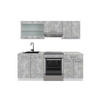 KÜCHENZEILE R-Line Beton/Weiß 200 cm, AP Marmor - Schieferfarben/Weiß, Holzwerkstoff (200/81.6/60cm) - Vicco