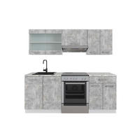 KÜCHENZEILE R-Line Beton/Weiß 200 cm, AP Marmor - Schieferfarben/Weiß, Holzwerkstoff (200/81.6/60cm) - Vicco