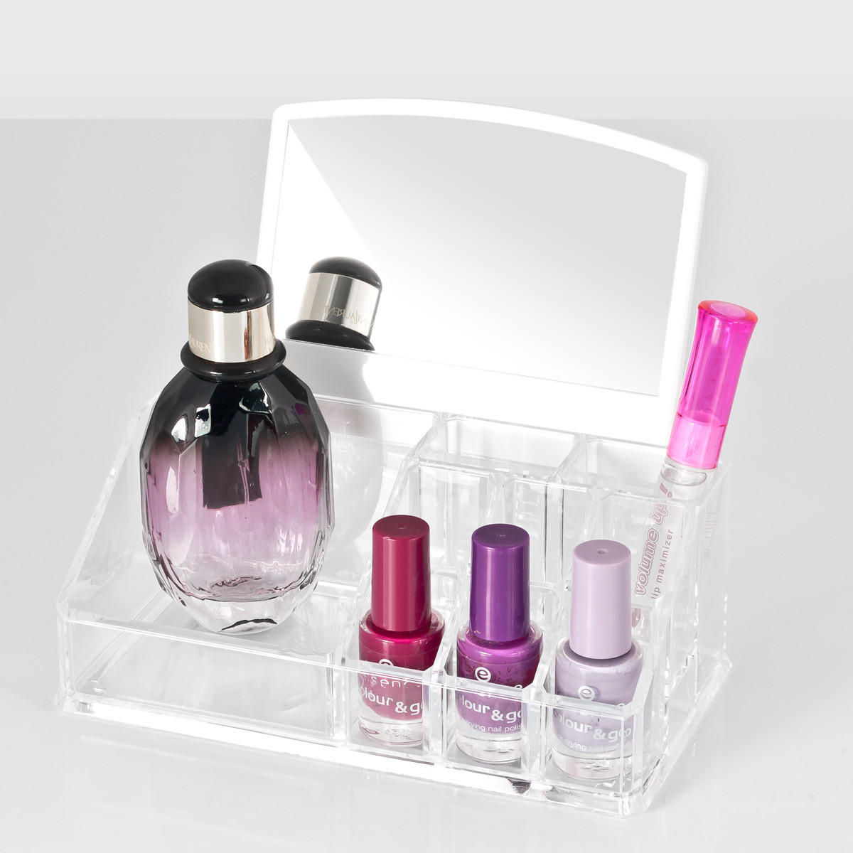 KOSMETIKORGANIZER, Spiegel abnehmbar, klein - Transparent, Kunststoff (17.5/10/15cm) - bremermann