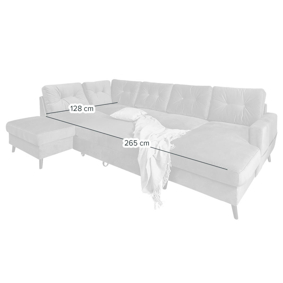 WOHNLANDSCHAFT mit Longchair - Schwarz/Cappuccino, Buchenholz/Textil (297/90/200cm) - home24