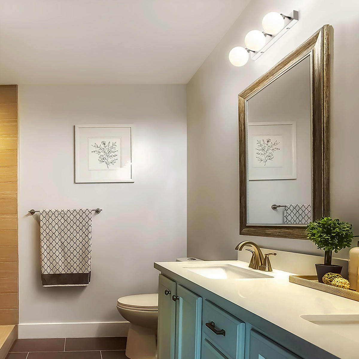 DECKENLEUCHTE BOLLY III Opalglas 9 W IP44 - Chromfarben, Metall (30/30/20cm) - Rendl