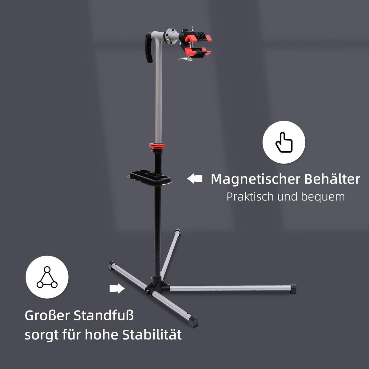 FAHRRADMONTAGESTÄNDER, Stahlrohr, Schwarz, L100 x B66 x H109 -180 cm - Schwarz, Metall (66/180/100cm) - HOMCOM