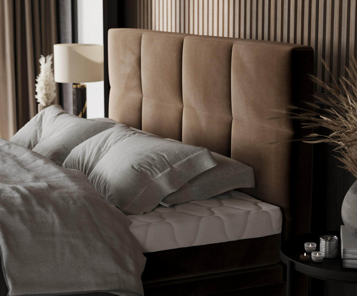 BOXBETT Tessa 180/200 cm Braun im Kronos Stoff - Schwarz/Braun, Holz/Holzwerkstoff (180/200cm) - AltaBeds