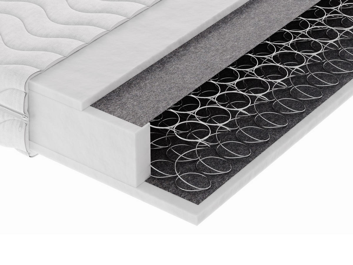 FEDERKERNMATRATZE MIRELLE 200x200, H3, Höhe ca.: 17 cm - Weiß, Textil (200/200cm) - MASSENO