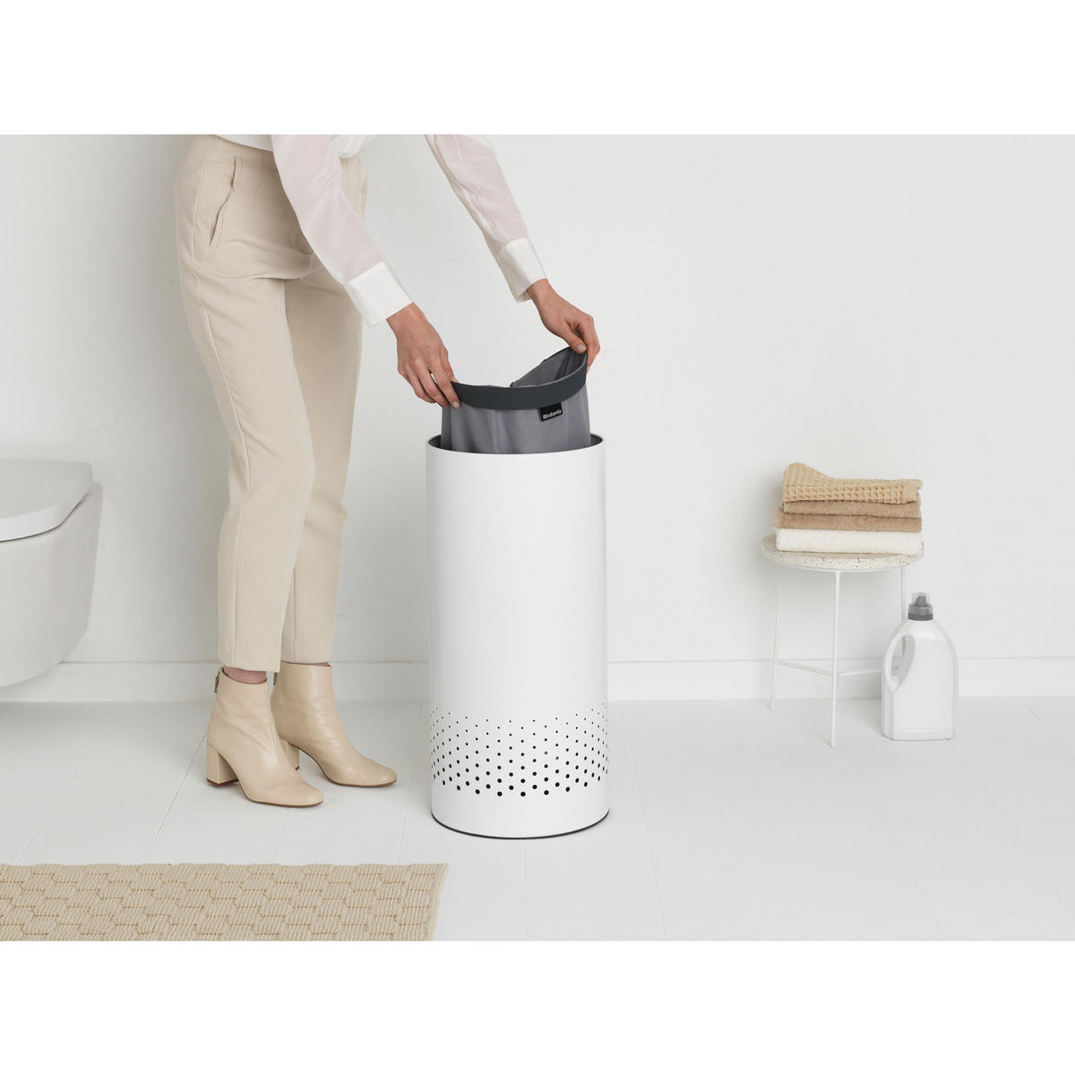 WÄSCHEBOX, White / Dark Grey, 35 L - Weiß, Metall (30/63.5/30cm) - Brabantia