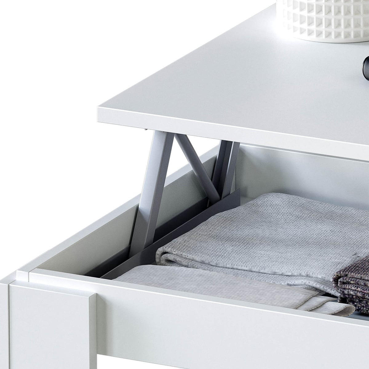 COUCHTISCH mit hochklappbarer Tischplatte L102 cm - Ambit - Weiß, Holzwerkstoff (102/50/43cm) - Calicosy