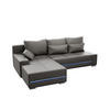 SOFA Davos mit Ottomane links hellgrau inkl LED - Hellgrau, Textil (260/180cm) - Juskys