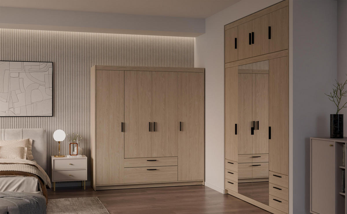 KLEIDERSCHRANK Storicos Geölte Eiche 176,3/190,5/53 cm - 4T2S Modern mit Schubladen - Eichefarben, Holzwerkstoff/Kunststoff (176.3/190.5/53cm) - AX Living