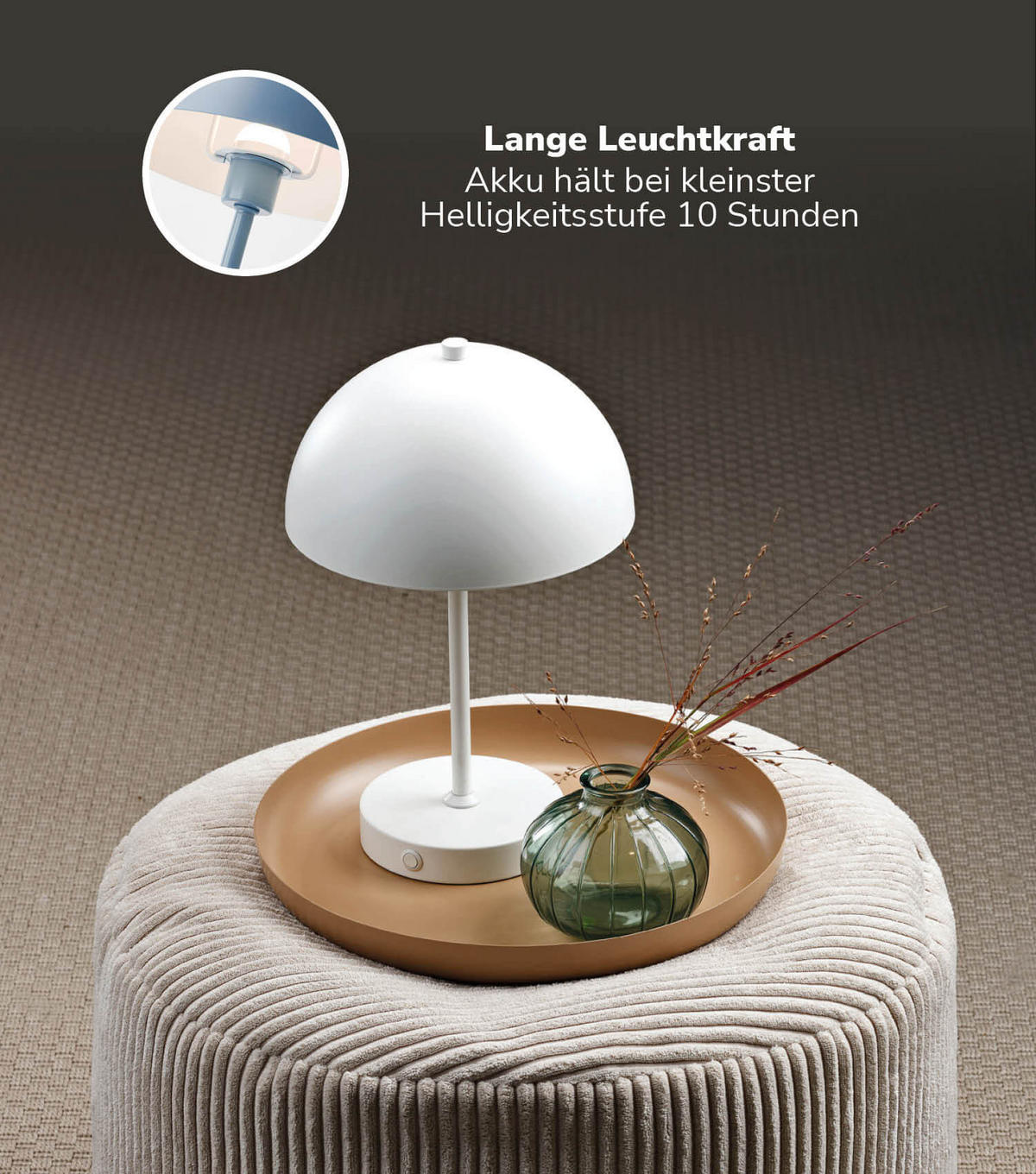 TISCHLAMPE KABELLOS Der Leuchtturm - Blau, Metall (20/20/31.5cm) - Mokebo