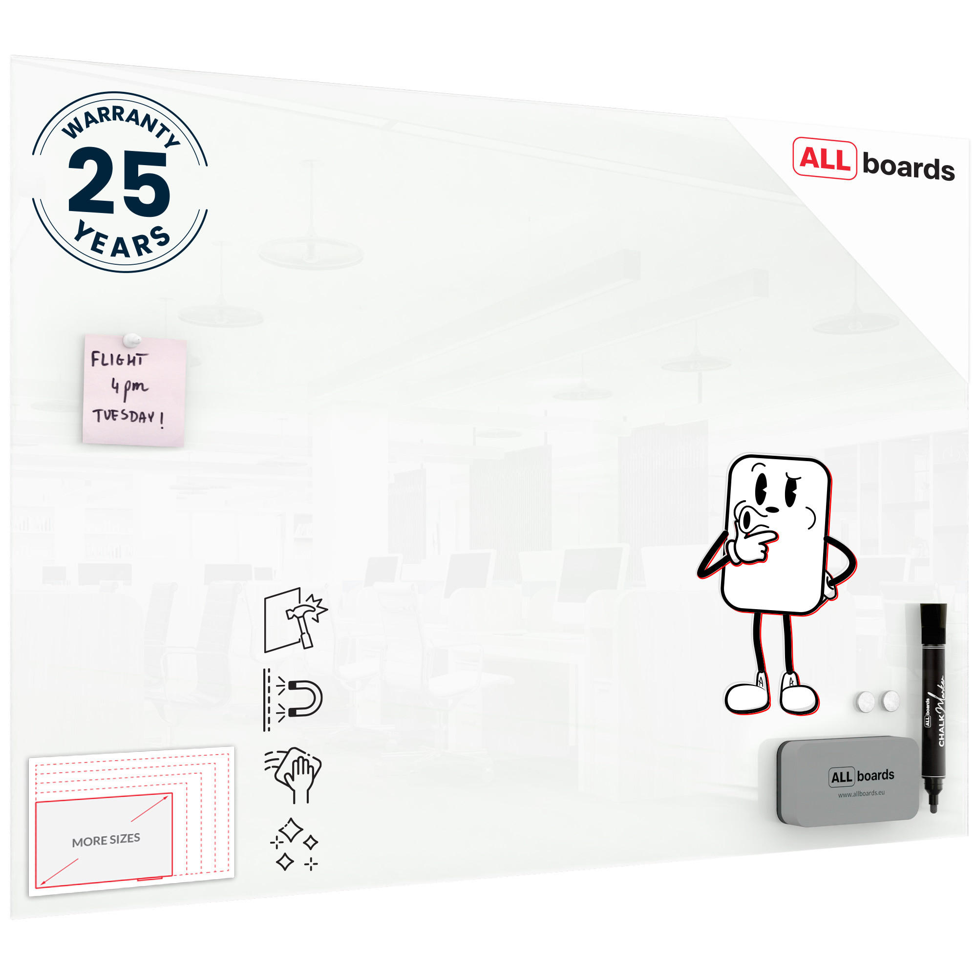 GLASBOARD - Weiß CLASSIC WHITE 100x70cm - Weiß, Glas (100/70/0.7cm) - ALLboards