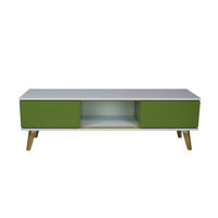 TV-SCHRANK Jorgen, Grün/Weiß/Eichefarben, 160 Cm - Eichefarben/Grün, Eichenholz/Holzwerkstoff (160/45/50cm) - Skandica