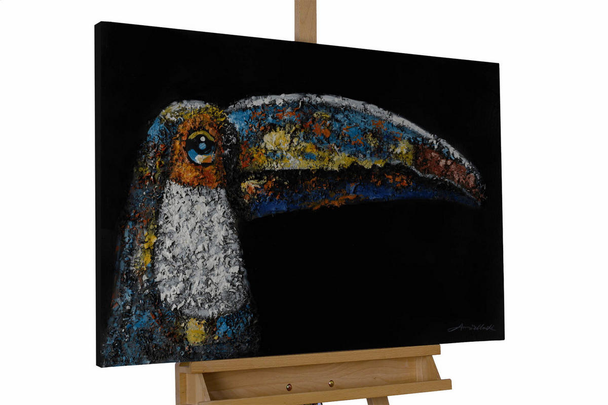 ACRYLBILD HANDGEMALT 90/60 cm - Multicolor/Schwarz, Holz/Textil (1.3/60cm) - KUNSTLOFT