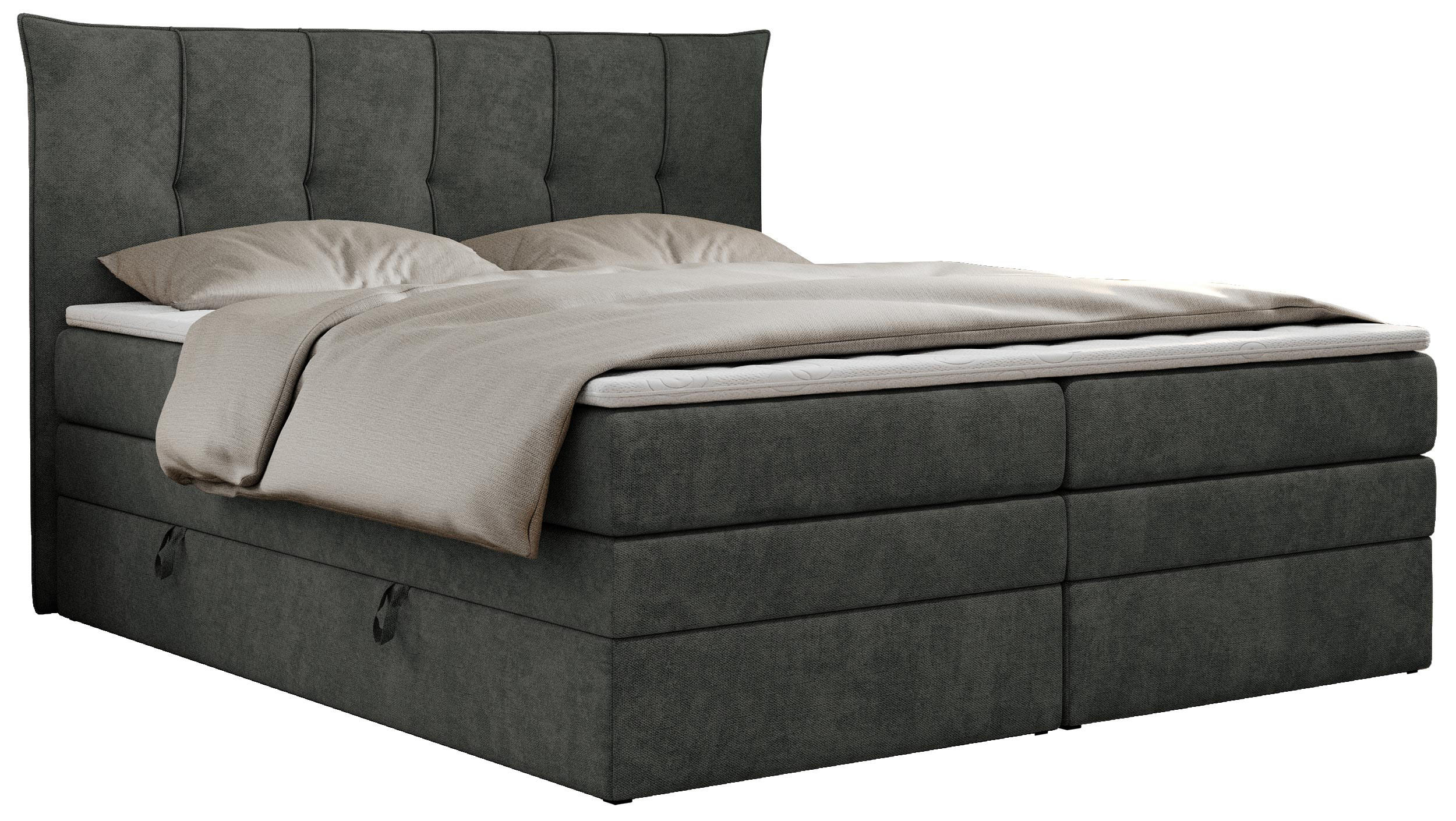 BOXSPRINGBETT PREMIUM 10 KING 120/200 Dunkelgrau Struktur - H3 - Dunkelgrau, Holz/Textil (120/200cm) - MKS