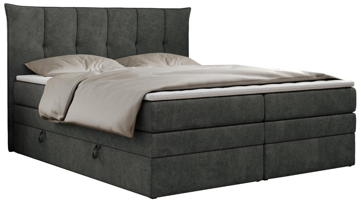 BOXSPRINGBETT PREMIUM 10 KING 180/200 Dunkelgrau Struktur - H3 - Dunkelgrau, Holz/Textil (180/200cm) - MKS