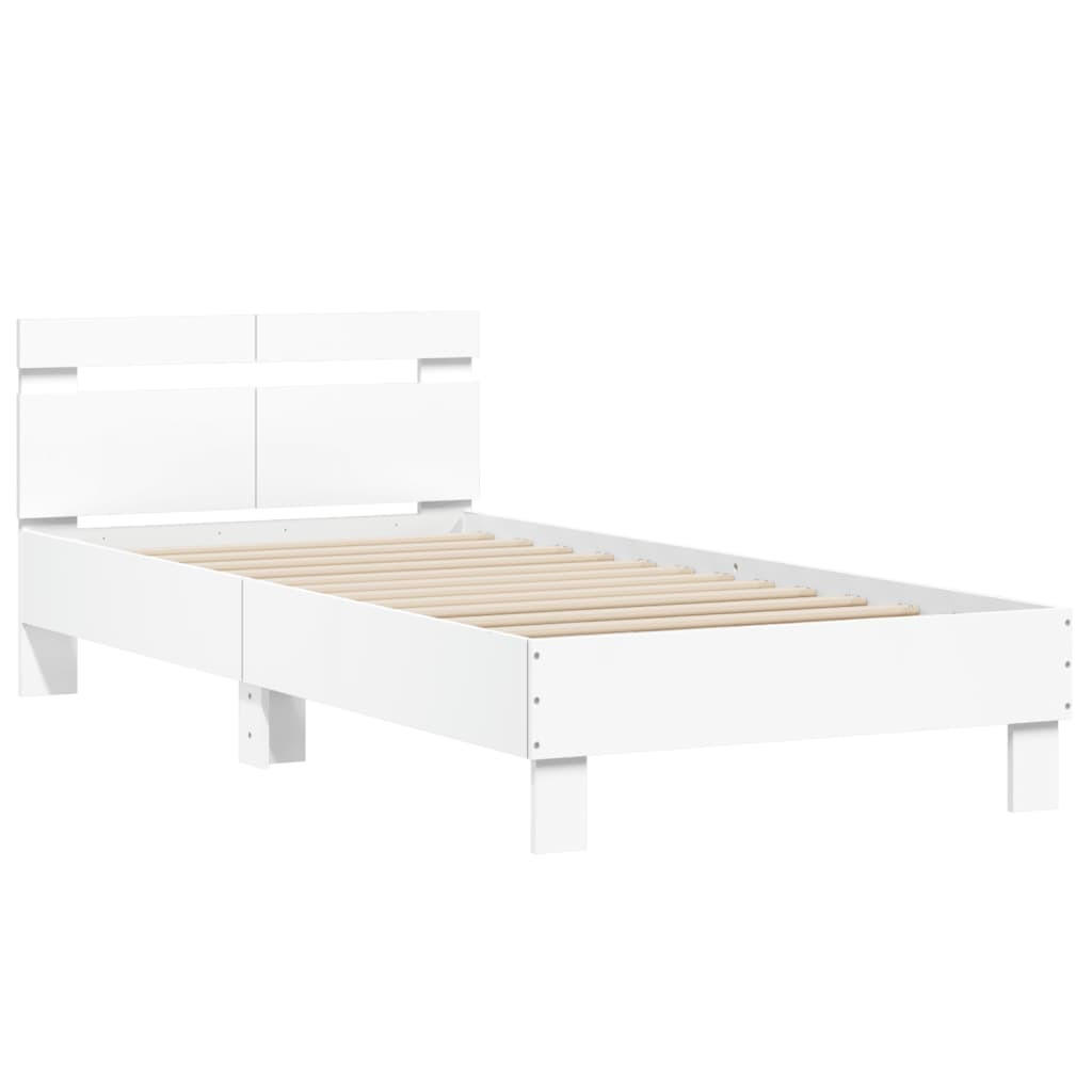BETTGESTELL mit Kopfteil Weiß 100x200 cm Holzwerkstoff - Weiß, Holzwerkstoff (100/200cm) - furnicato