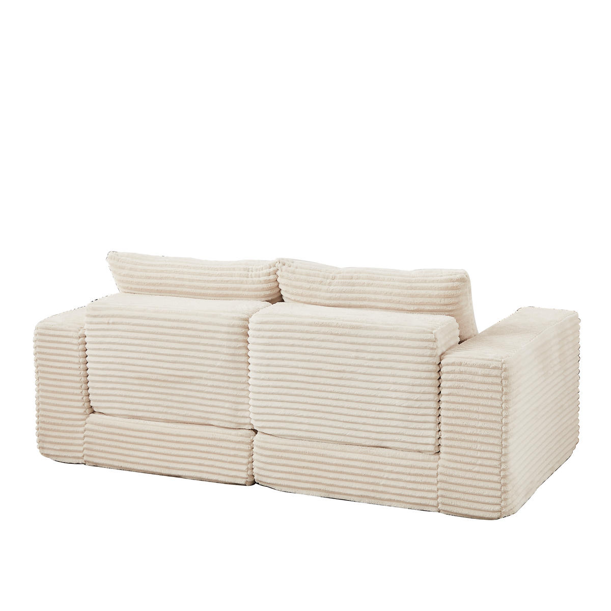 SCHLAFSOFA 2-in-1 aus Cord mit Hocker und 2 Kissen - Beige, Textil (194/74/169.5cm)