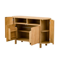 SIDEBOARD aus MDF 120x38x77 cm Natur mit verstellbaren Böden und Füßen, 3D-Relief und Rundbogenfach - Naturfarben, Holzwerkstoff (120/77/38cm) - Modfu